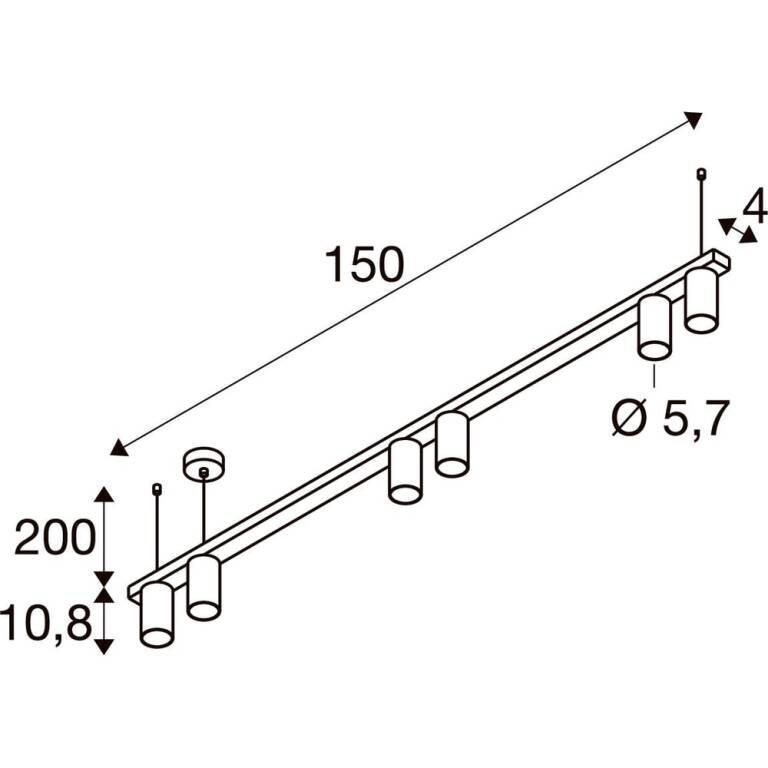 SLV ENOLA 2.0 M, PD, SIX, LONG, QPAR51, Pendelleuchte, 6 x 10 W, weiß