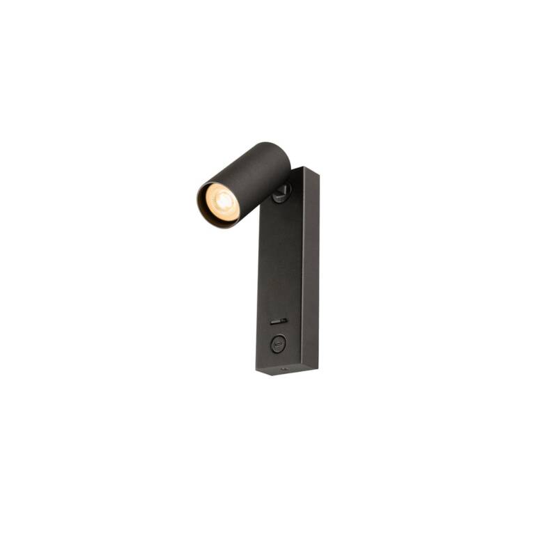 SLV ENOLA 2.0 S, WL, SINGLE, GU10 MINI, PAR11, BEDSIDE, USB C, Wandaufbauleuchte, 1 x 5 W, schwarz