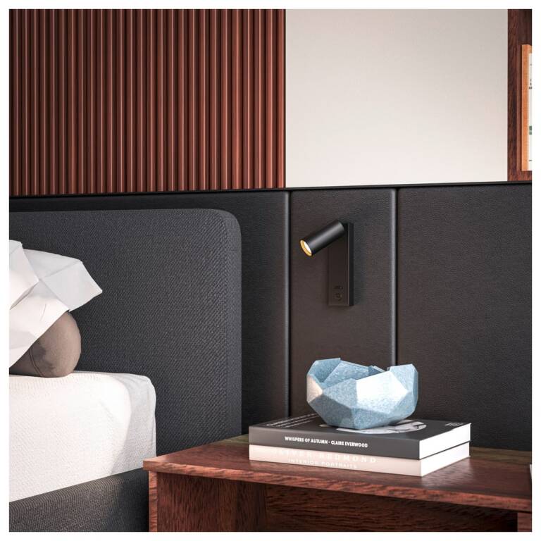 SLV ENOLA 2.0 S, WL, SINGLE, GU10 MINI, PAR11, BEDSIDE, USB C, Wandaufbauleuchte, 1 x 5 W, schwarz