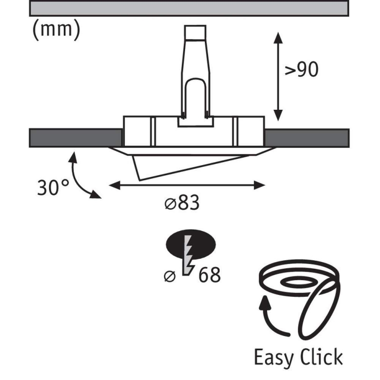 Paulmann Einbauleuchte Premium Line 230V IP23 Ø 83mm GU10 schwenkbar Eisen gebürstet