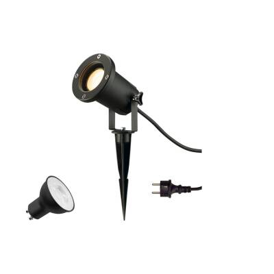 SLV BIG NAUTILUS LAMP SET, SPIKE, Erdspiessleuchte, inkl. PAR16 GU10, PHASE, 3000 K, 150 cm Anschlusskabel, IP44/IP65, schwarz