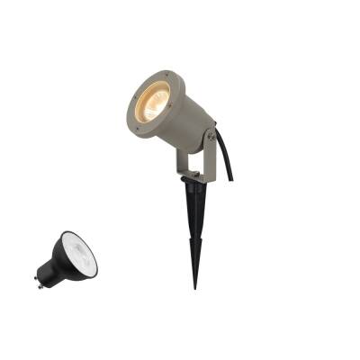 SLV NAUTILUS LAMP SET, SPIKE, Erdspiessleuchte inkl. PAR16 GU10, PHASE, 3000 K, 150 cm Anschlusskabel, IP44/IP65, grau