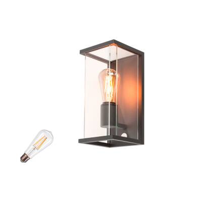 SLV QUADRULO SENSOR LAMP SET, WL, Wandaufbauleuchte, Inkl. ST64 E27, PHASE, 2700 K, 320°, anthrazit