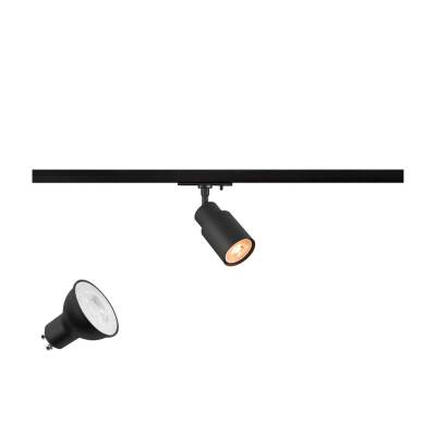 SLV PURI 2.0 LAMP SET, Tube, 1~ Spot, INKL. PAR16 GU10, 3000 K, GU10, 1 x 6 W, PHASE, 38°, schwarz