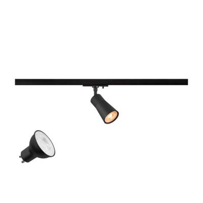 SLV PURI 2.0 LAMP SET, Cone, 1~ Spot, INKL. PAR16 GU10, 3000 K, GU10, 1 x 6 W, PHASE, 38°, schwarz