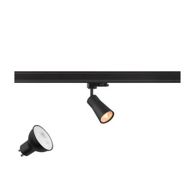 SLV PURI 2.0 LAMP SET, Cone, 3~ Spot, INKL. PAR16 GU10, 2700 K, GU10, 1 x 6 W, PHASE, 38°, schwarz
