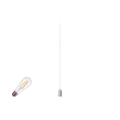 SLV FITU LAMP SET, PD, INKL. E27 LAMPE UND 3PH. ADAPTER, 3~ Pendelleuchte, Pendellänge: 500 cm, 2700 K, E27, 1 x 15 W, 7,5 W, PHASE, 320 °, weiß