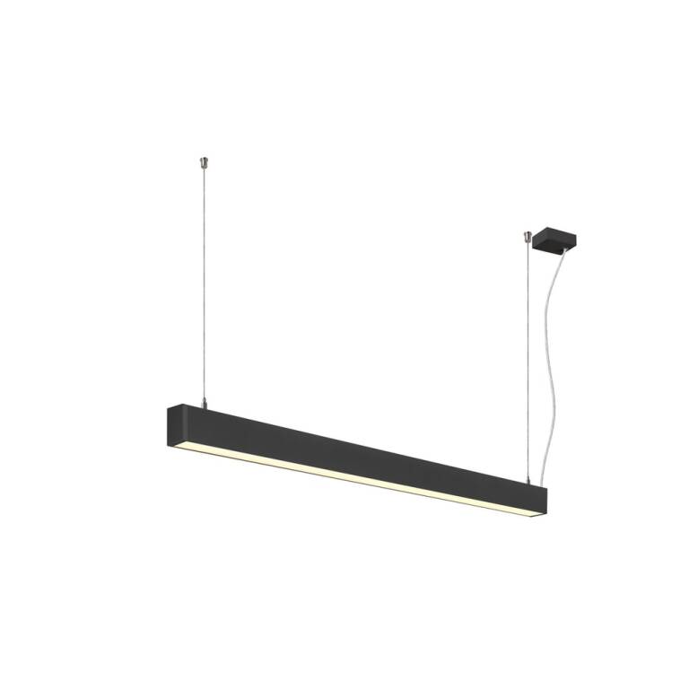 SLV GLENOS® 2.0, PD, 1,2M, DALI, UGR19, Pendelleuchte, Pendellänge: 200 cm, 3000 K, 38 W, 80°, schwarz