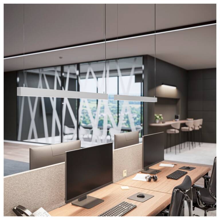 SLV GLENOS® 2.0, PD, 1,2M, DALI, UGR19, Pendelleuchte, Pendellänge: 200 cm, 4000 K, 38 W, 80°, weiß