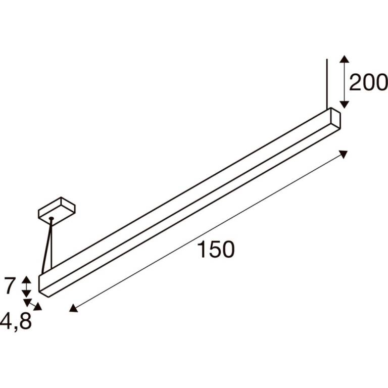 SLV GLENOS® 2.0, PD, 1,5M, DALI, UGR19, Pendelleuchte, Pendellänge: 200 cm, 3000 K, 46 W, 80°, schwarz
