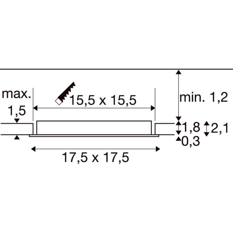 SLV SENSER 2.0 18, RL, eckig, PHASE, Deckeneinbauleuchte, 3000 K / 4000 K, 12 W, 90°, weiß