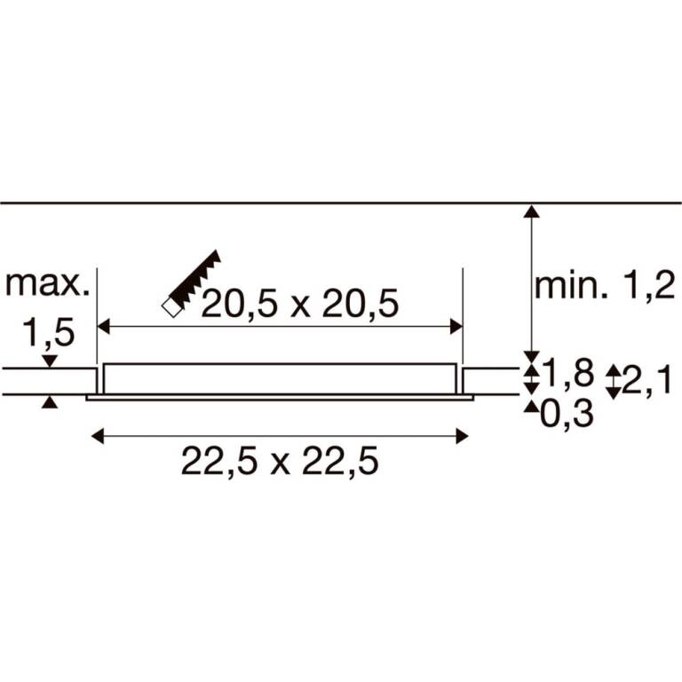 SLV SENSER 2.0 24, RL, eckig, DALI, Deckeneinbauleuchte, 3000 K / 4000 K, 18 W, 90°, weiß