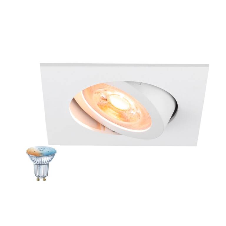 SLV NEW TRIA® 68 SMART SET, DL, ECKIG, GU10, PAR16, ZIGBEE, TW, Deckeneinbauleuchte, weiß