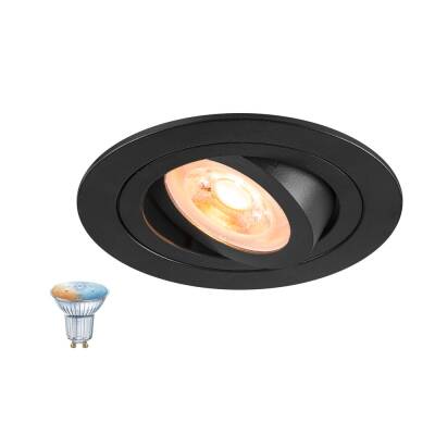 SLV NEW TRIA® 75 SMART SET, DL, RUND, GU10, PAR16, ZIGBEE, TW, Deckeneinbauleuchte, schwarz