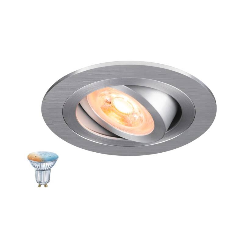 SLV NEW TRIA® 75 SMART SET, DL, RUND, GU10, PAR16, ZIGBEE, TW, Deckeneinbauleuchte, aluminium