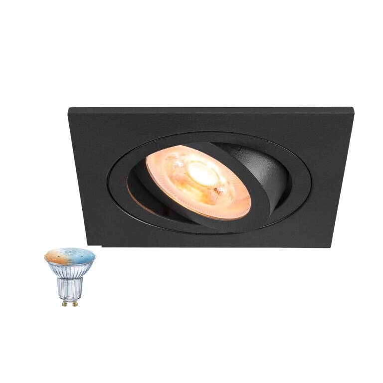 SLV NEW TRIA® 75 SMART SET, DL, ECKIG, GU10, PAR16, ZIGBEE, TW, Deckeneinbauleuchte, schwarz