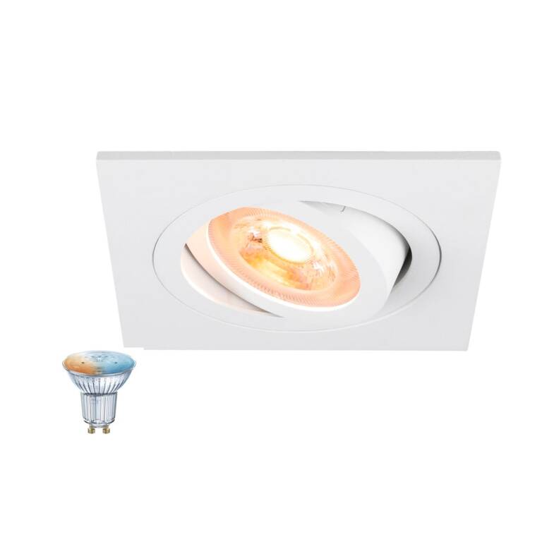 SLV NEW TRIA® 75 SMART SET, DL, ECKIG, GU10, PAR16, ZIGBEE, TW, Deckeneinbauleuchte, weiß