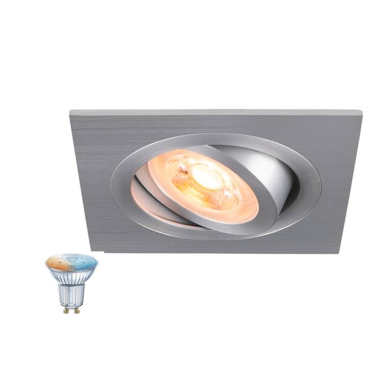 SLV NEW TRIA® 75 SMART SET, DL, ECKIG, GU10, PAR16, ZIGBEE, TW, Deckeneinbauleuchte, aluminium