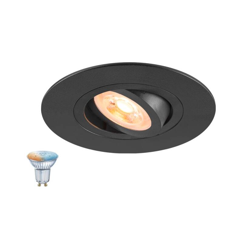SLV NEW TRIA® 75 XL SMART SET, DL, RUND, GU10, PAR16, ZIGBEE, TW, Deckeneinbauleuchte, schwarz
