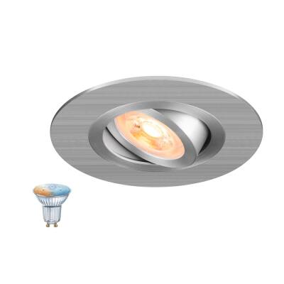 SLV NEW TRIA® 75 XL SMART SET, DL, RUND, GU10, PAR16, ZIGBEE, TW, Deckeneinbauleuchte, aluminium