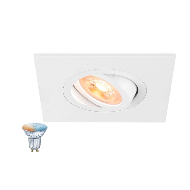 SLV NEW TRIA® 75 XL SMART SET, DL, ECKIG, GU10, PAR16, ZIGBEE, TW, Deckeneinbauleuchte, aluminium