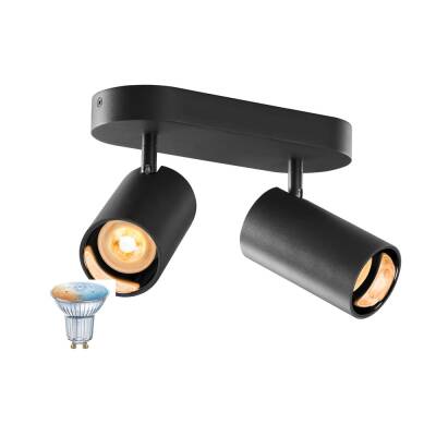 SLV ASTO TUBE SMART SET, CW, DOUBLE, GU10, PAR16, ZIGBEE, TW, Wand- und Deckenaufbauleuchte, schwarz