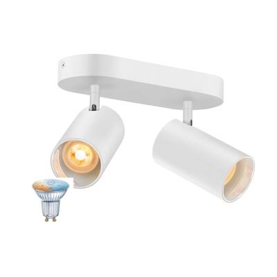 SLV ASTO TUBE SMART SET, CW, DOUBLE, GU10, PAR16, ZIGBEE, TW, Wand- und Deckenaufbauleuchte, weiß