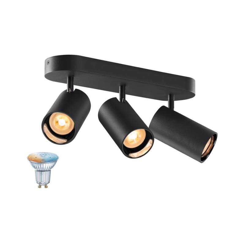 SLV ASTO TUBE SMART SET, CW, TRIPLE, GU10, PAR16, ZIGBEE, TW, Wand- und Deckenaufbauleuchte, schwarz