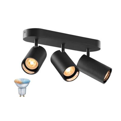 SLV ASTO TUBE SMART SET, CW, TRIPLE, GU10, PAR16, ZIGBEE, TW, Wand- und Deckenaufbauleuchte, schwarz