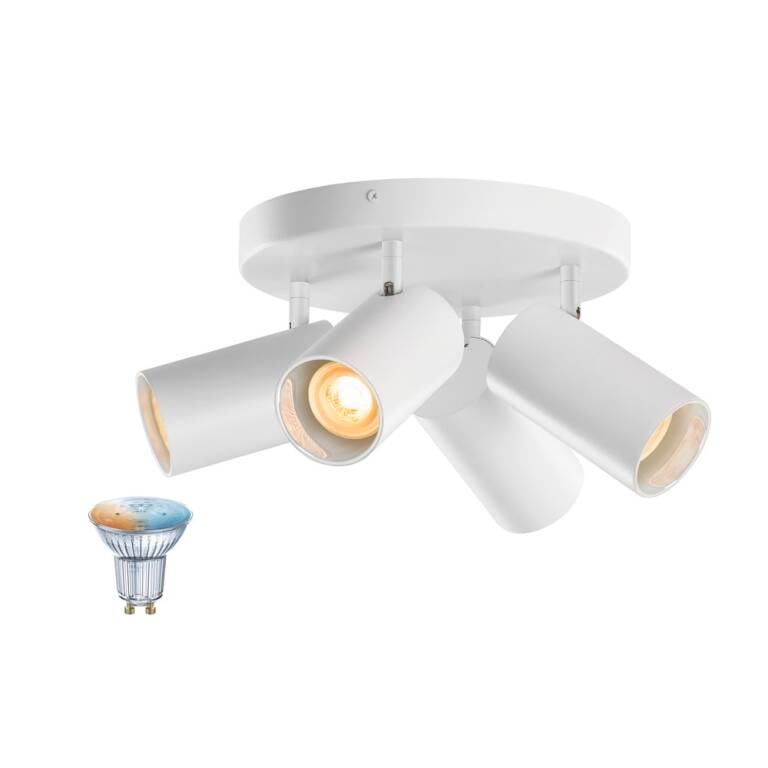 SLV ASTO TUBE SMART SET, CW, VIERFACH, GU10, PAR16, ZIGBEE, TW, Wand- und Deckenaufbauleuchte, weiß