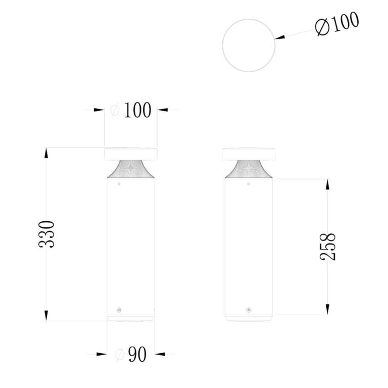 Deko-Light Deko-Light, Pollerleuchte, Faro 33, 12 W, 3000 K, Dunkelgrau, 570 lm, Eingangsspannung: 180-264 V/AC, Aluminium, IP 65