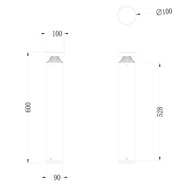 Deko-Light Deko-Light, Pollerleuchte, Faro 60, 12 W, 3000 K, Dunkelgrau, 570 lm, Eingangsspannung: 180-264 V/AC, Aluminium, IP 65