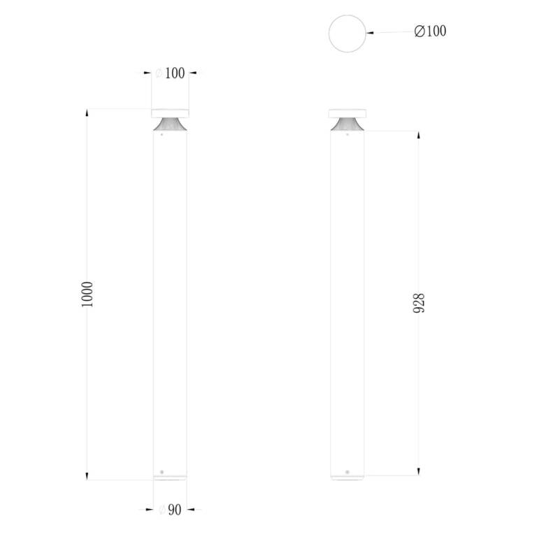 Deko-Light Deko-Light, Pollerleuchte, Faro 100, 12 W, 3000 K, Dunkelgrau, 570 lm, Eingangsspannung: 180-264 V/AC, Aluminium, IP 65
