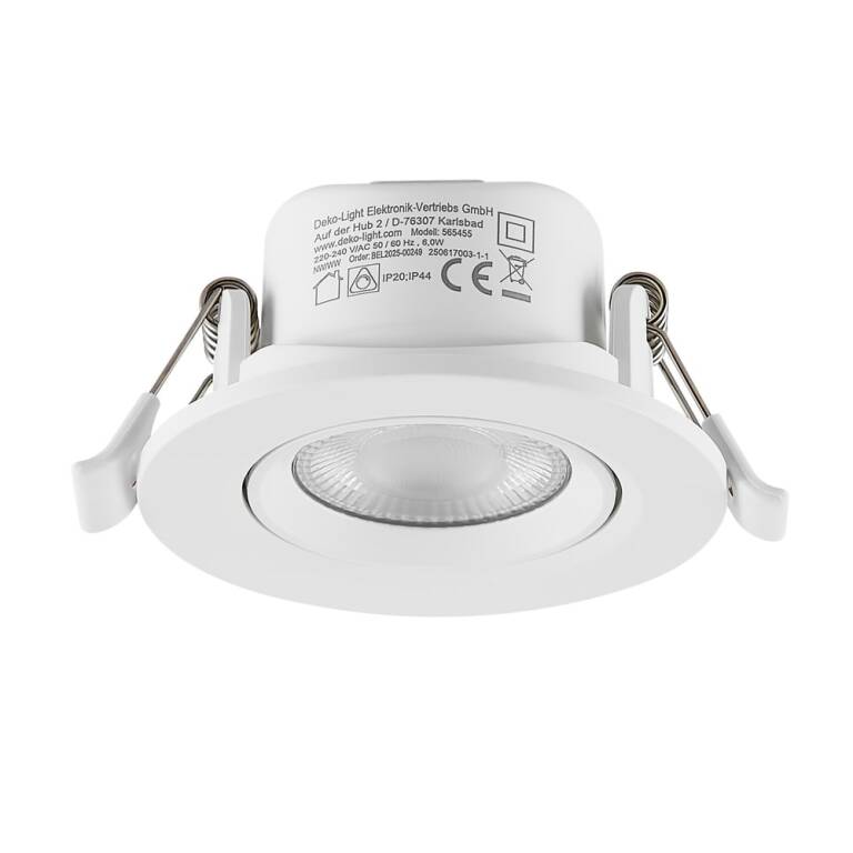 Deko-Light Deko-Light, Einbaustrahler, Surtur Tilt 68, 6 W, DIM, 2700/3000/4000 K, Weiß, 520 lm, Eingangsspannung: 220-240 V/AC, Polycarbonat, IP 20, IP 44