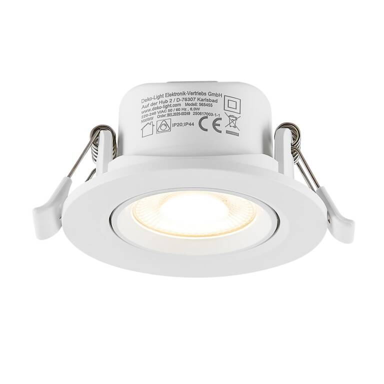 Deko-Light Deko-Light, Einbaustrahler, Surtur Tilt 68, 6 W, DIM, 2700/3000/4000 K, Weiß, 520 lm, Eingangsspannung: 220-240 V/AC, Polycarbonat, IP 20, IP 44