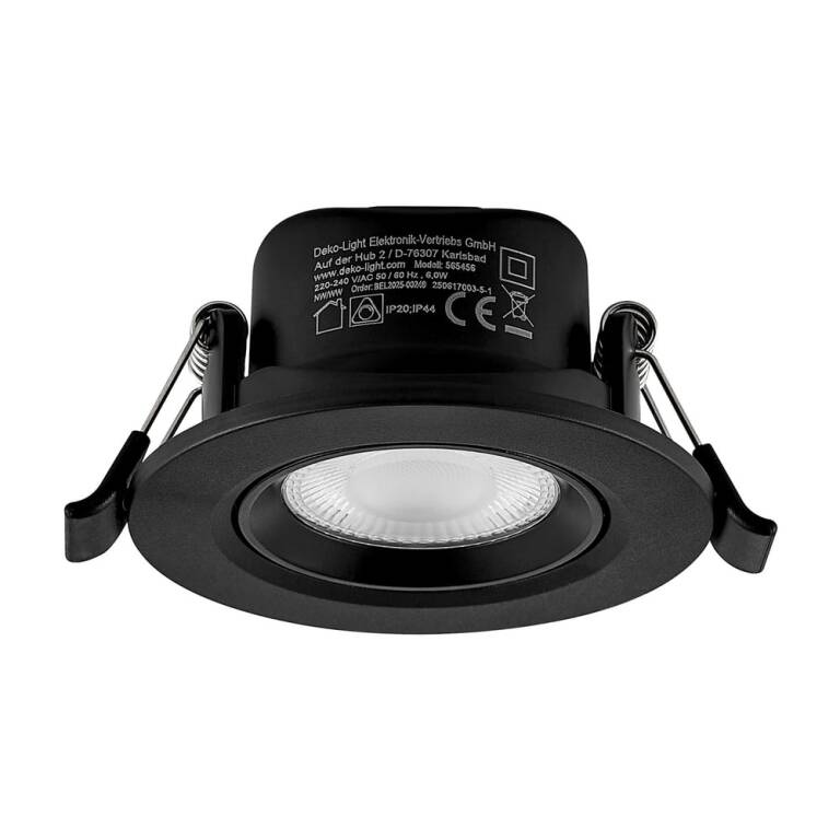 Deko-Light Deko-Light, Einbaustrahler, Surtur Tilt 68, 6 W, DIM, 2700/3000/4000 K, Schwarz, 520 lm, Eingangsspannung: 220-240 V/AC, Polycarbonat, IP 20, IP 44
