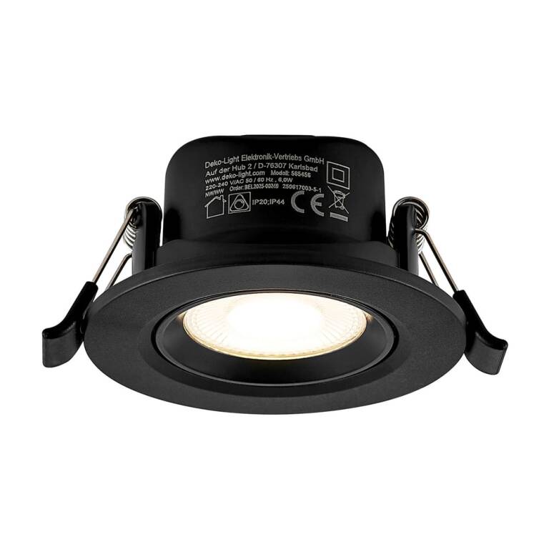 Deko-Light Deko-Light, Einbaustrahler, Surtur Tilt 68, 6 W, DIM, 2700/3000/4000 K, Schwarz, 520 lm, Eingangsspannung: 220-240 V/AC, Polycarbonat, IP 20, IP 44