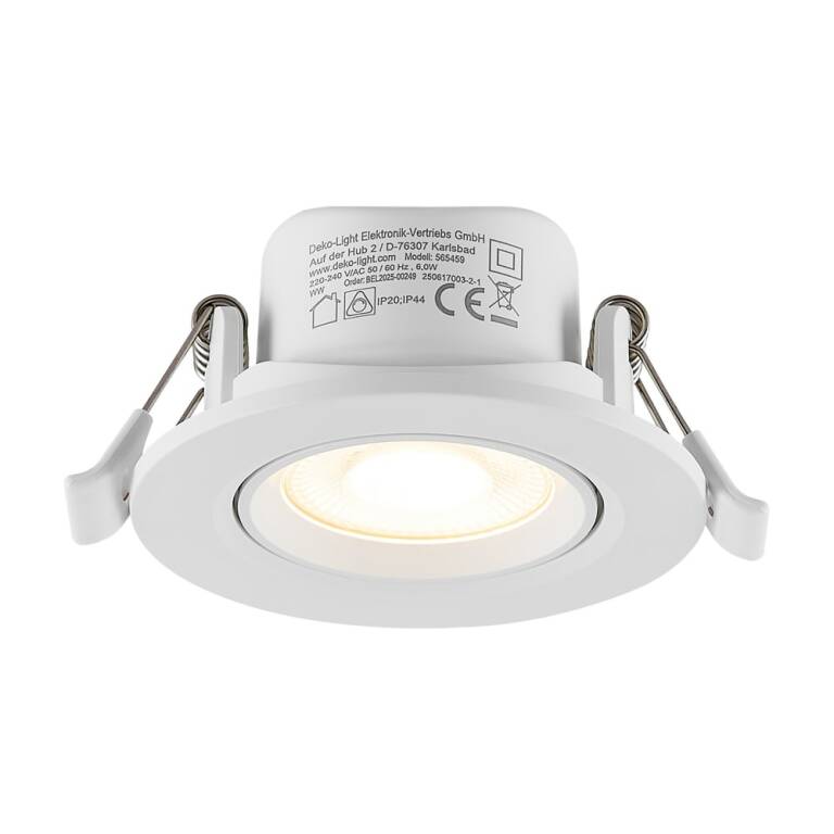 Deko-Light Deko-Light, Einbaustrahler, Surtur Tilt 68, 6 W, DTW, 1800-2700 K, Weiß, 230 lm, Eingangsspannung: 220-240 V/AC, Polycarbonat, IP 20, IP 44