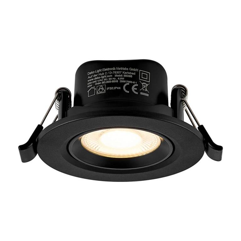 Deko-Light Deko-Light, Einbaustrahler, Surtur Tilt 68, 6 W, DTW, 1800-2700 K, Schwarz, 230 lm, Eingangsspannung: 220-240 V/AC, Polycarbonat, IP 20, IP 44