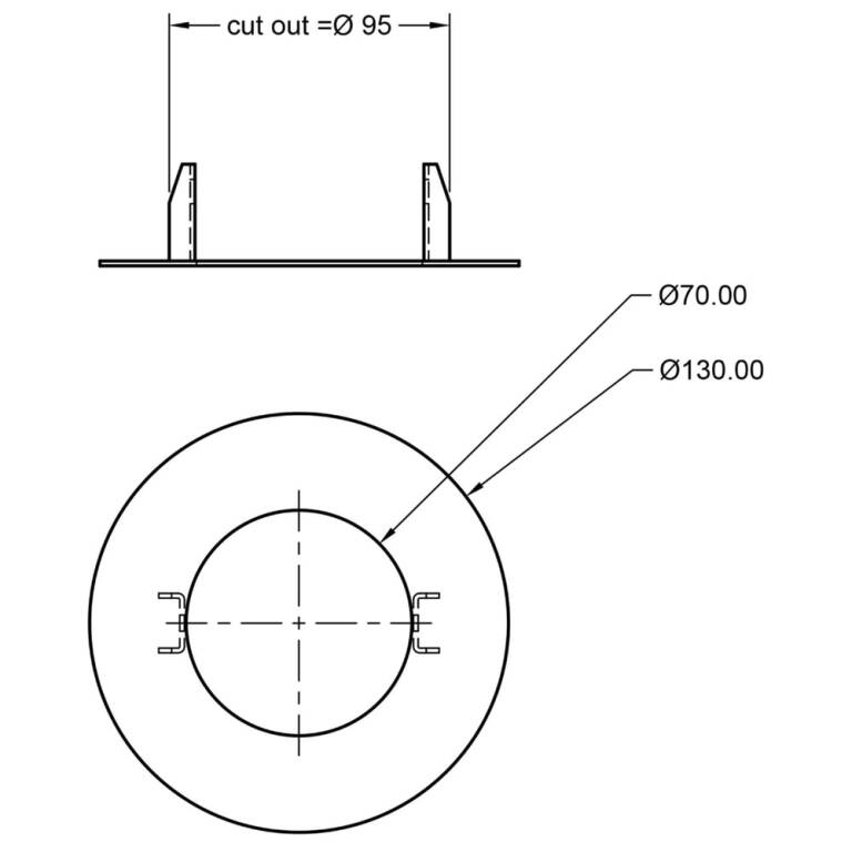 Deko-Light Deko-Light, Mechanisches Montagezubehör, Reduzierring rund 130/70 mm, Verkehrsweiß, Metall, Höhe: 1.7 mm, Durchmesser: 130 mm