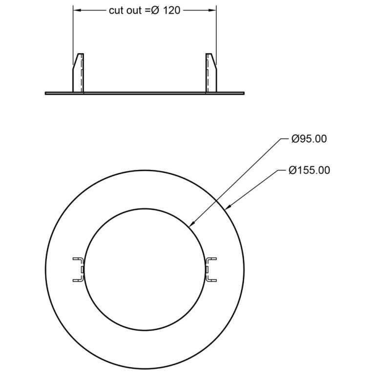 Deko-Light Deko-Light, Mechanisches Montagezubehör, Reduzierring rund 155/95 mm, Verkehrsweiß, Metall, Höhe: 1.7 mm, Durchmesser: 155 mm