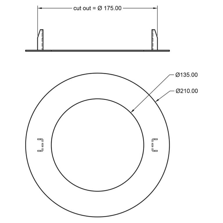 Deko-Light Deko-Light, Mechanisches Montagezubehör, Reduzierring rund 210/135 mm, Verkehrsweiß, Metall, Höhe: 1.7 mm, Durchmesser: 210 mm