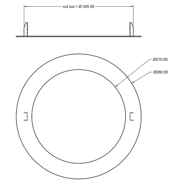 Deko-Light Deko-Light, Mechanisches Montagezubehör, Reduzierring rund 280/210 mm, Verkehrsweiß, Metall, Höhe: 1.7 mm, Durchmesser: 280 mm