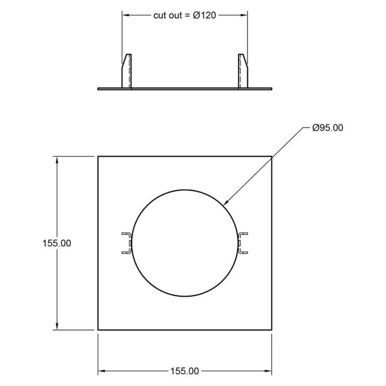 Deko-Light Deko-Light, Mechanisches Montagezubehör, Reduzierring eckig 155/95 mm, Verkehrsweiß, Metall, Länge: 155 mm, Breite: 155 mm, Höhe: 1.7 mm