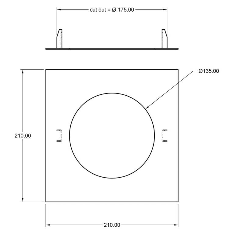 Deko-Light Deko-Light, Mechanisches Montagezubehör, Reduzierring eckig 210/135 mm, Verkehrsweiß, Metall, Länge: 210 mm, Breite: 210 mm, Höhe: 1.7 mm