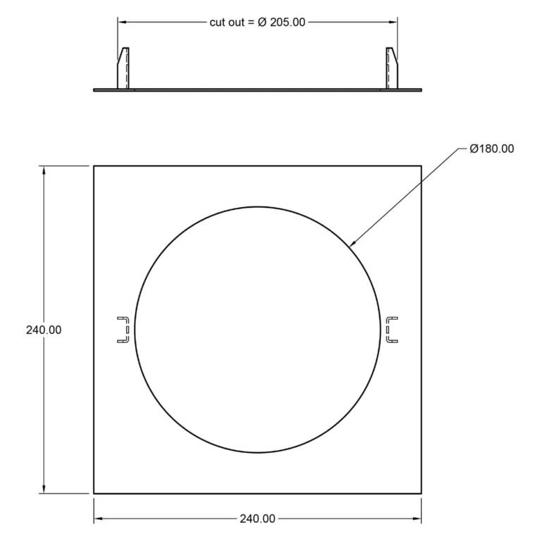 Deko-Light Deko-Light, Mechanisches Montagezubehör, Reduzierring eckig 240/180 mm, Verkehrsweiß, Metall, Länge: 240 mm, Breite: 240 mm, Höhe: 1.7 mm