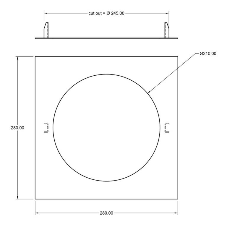 Deko-Light Deko-Light, Mechanisches Montagezubehör, Reduzierring eckig 280/210 mm, Verkehrsweiß, Metall, Länge: 280 mm, Breite: 280 mm, Höhe: 1.7 mm