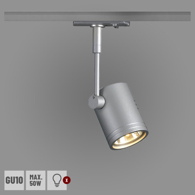 BIMA I Leuchtenkopf, silbergrau, GU10, max. 50W, inkl. 1P.-Adapter