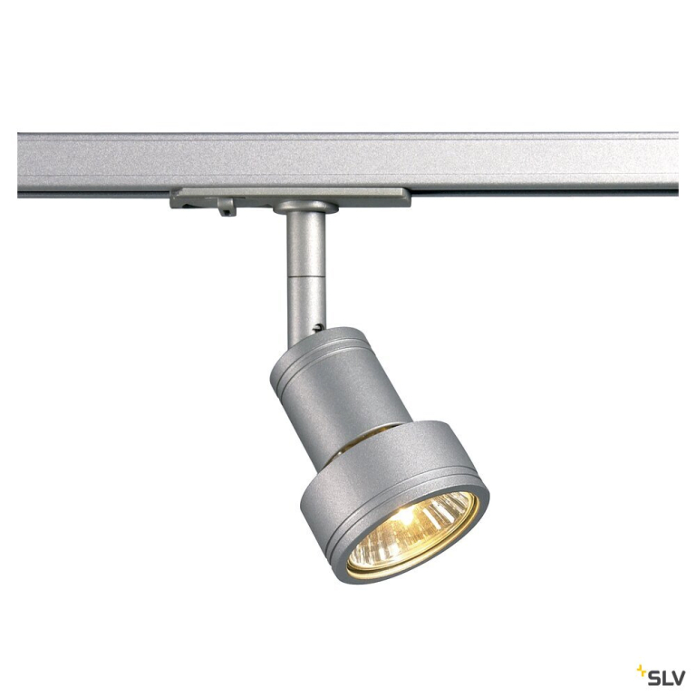 SLV 1-Phasen Strahler PURI Track Spot in silbergrau GU10 QPAR51 inkl. 1P-Adapter