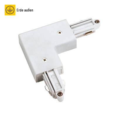 SLV Eckverbinder für 1-Phasen HV-Stromschiene, Aufbauversion weiss, Erde aussen